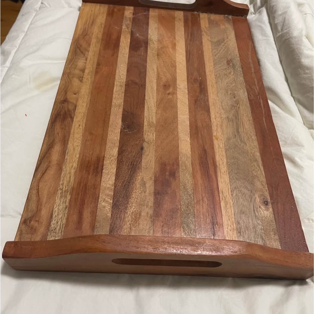 Wooden Serving Tray with Handles - Picture 3 of 4